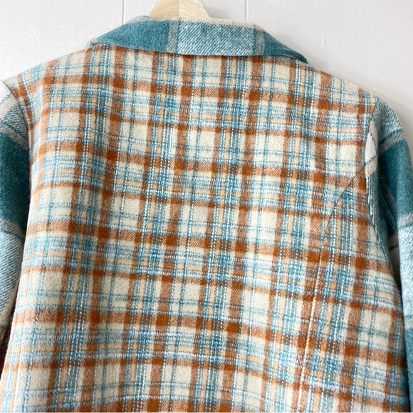 Bibi Brown and Blue Checkered Plaid Jacket One Size - Picture 7 of 8